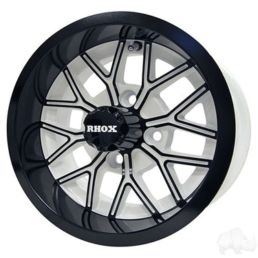 Red Hawk RX284 12x6 ET10 Golf Cart Wheel White Gloss Black Finish Premium Upgrade For Golf Cart Enthusiasts - Rainier Parts