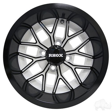 Red Hawk RX284 12x6 ET10 Golf Cart Wheel White Gloss Black Finish Premium Upgrade For Golf Cart Enthusiasts - Rainier Parts