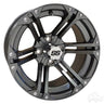 Red Hawk RX355 14x7 ET25 Gun Metal Gray Wheel Rim For Golf Carts Premium Performance - Rainier Parts