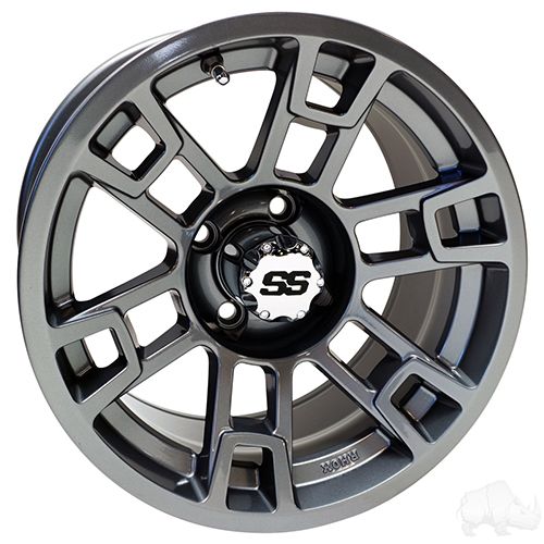 Red Hawk RX391 Gun Metal Wheel 14x7 ET25 for Golf Carts - Rainier Parts