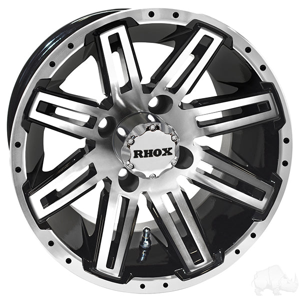 Red Hawk TIR RX265 Golf Cart Wheel 12x7 ET25 Gloss Black Machined Finish Premium Upgrade For Enthusiasts - Rainier Parts