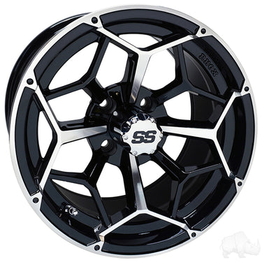Red Hawk RHOX RX383 Wheel 14x7 Machined Gloss Black For Golf Cart Enthusiasts And Performance - Rainier Parts