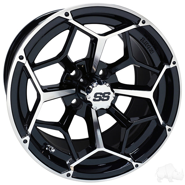 Red Hawk RHOX RX383 Wheel 14x7 Machined Gloss Black For Golf Cart Enthusiasts And Performance - Rainier Parts