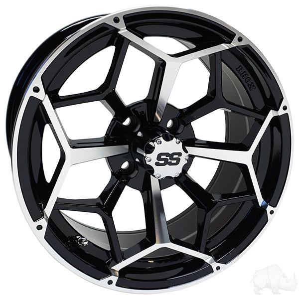 Red Hawk RX384 Wheel 15x7 Gloss Black ET25 For Golf Carts - Rainier Parts