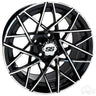 Red Hawk RX394 14x7 Gloss Black Machined Wheel ET25 For Golf Carts Bold Premium Performance - Rainier Parts