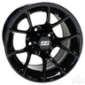 Red Hawk RX406 Wheel Gloss Black 12x7 ET25 For Golf Carts Premium High Performance - Rainier Parts