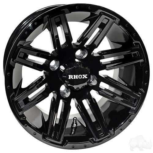 Red Hawk Elite RHOX RX265 Gloss Black Wheel 12x7 ET25 For Golf Cart Durable Premium Upgrade For Golf Cart Owners - Rainier Parts