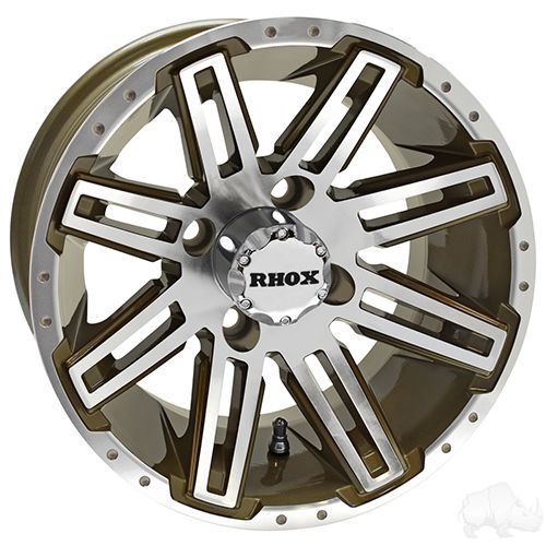 Red Hawk RHOX RX265 Bronze Machined Wheel 12x7 Golf Cart - Rainier Parts