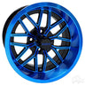 RHOX RX281 Golf Cart Wheel Red Hawk Gloss Black Blue Accent 14x7 ET25 Premium Alloy - Rainier Parts