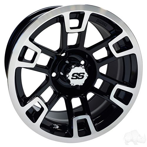 RHOX RX391 14x7 Wheel Machined Gloss Black ET25 By Red Hawk Premium Quality For Golf Cart Enthusiasts - Rainier Parts