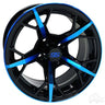 RHOX RX400 Wheel 14x7 ET25 Gloss Black Blue Accent For Golf Carts Red Hawk Premium Performance Upgrade - Rainier Parts