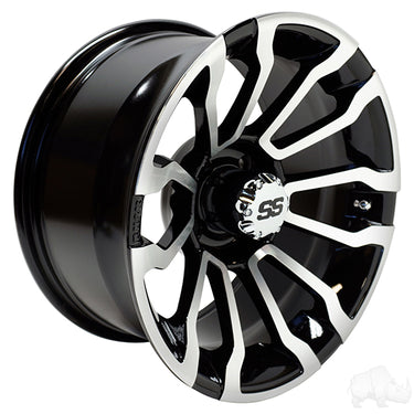 RHOX RX402 14x7 Machined Gloss Black Wheel ET25 For Golf Carts By Red Hawk Premium Upgrade - Rainier Parts