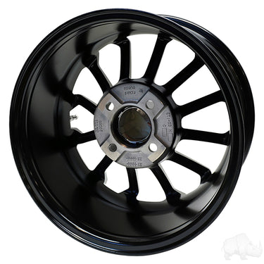 RHOX RX402 14x7 Machined Gloss Black Wheel ET25 For Golf Carts By Red Hawk Premium Upgrade - Rainier Parts