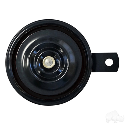 Close-up view of the RED HAWK ACC-0004 12V Vehicle Horn showcasing its durable two-terminal design, provided by Rainier Parts.