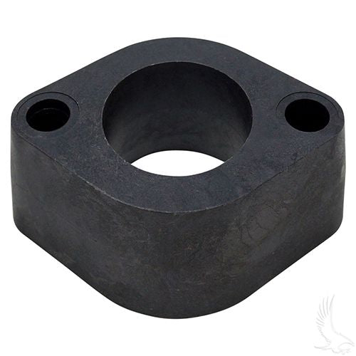 Redhawk OEM carburetor insulator for E-Z-GO RXV golf carts, showing the black plastic component with mounting features.
