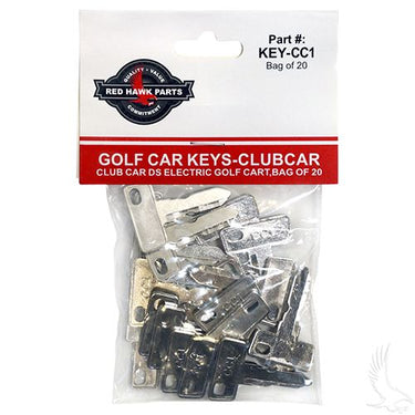 Red Hawk Club Car Keys 20 Pack Premium Fleet Replacement For 1983.5 Plus Gas Electric Tempo Onward Precedent DS