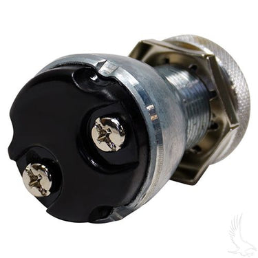 Red Hawk KEY50 OEM key switch for EZGO golf carts, featuring a two-terminal design and durable construction.