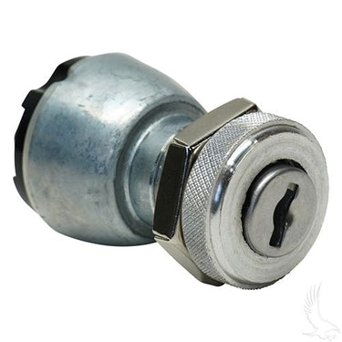 Red Hawk OEM Key Switch for EZGO golf carts, featuring two terminals, designed for EZGO models 81 and older.