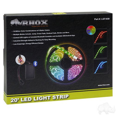 RGB LED Light Strip Red Hawk 20ft Bluetooth 12V For Vehicles Vibrant Ambient Interior Lighting