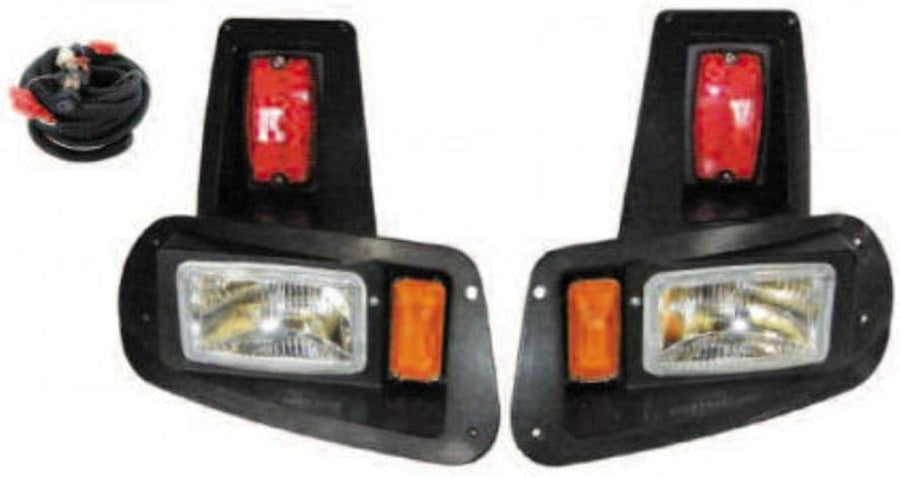 Redhawk LED light kit for EZGO RXV golf carts, adjustable brightness, 12-48V, includes red LED lights on the cart.