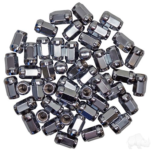 Red Hawk Chrome Closed End Lug Nut Box 50 Pack For Mechanics Durable Half Inch Standard Fit Three Quarter Inch OD - Rainier Parts