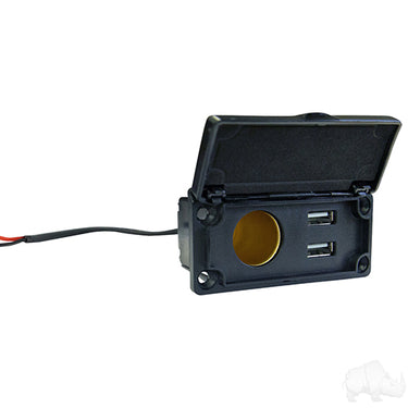 Red Hawk ACC0106 Power Center 12V Outlet With Dual USB Ports For Vehicles RV Boat