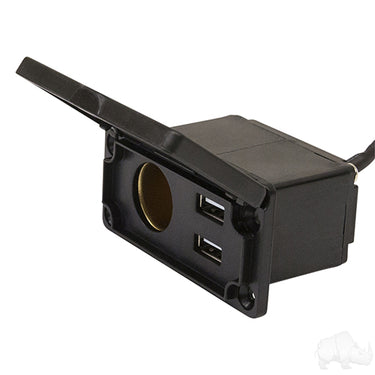 Red Hawk ACC0106 Power Center 12V Outlet With Dual USB Ports For Vehicles RV Boat