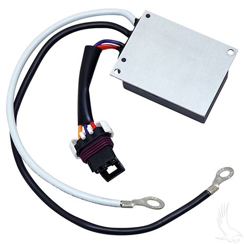 Red Hawk resistor control assembly for EZGO RXV golf carts, featuring a red resistor and wiring connections.