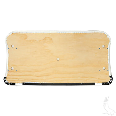 Red Hawk OEM white seat bottom assembly for EZGO TXT Medalist golf carts, showing the cushioned seat with red accents.