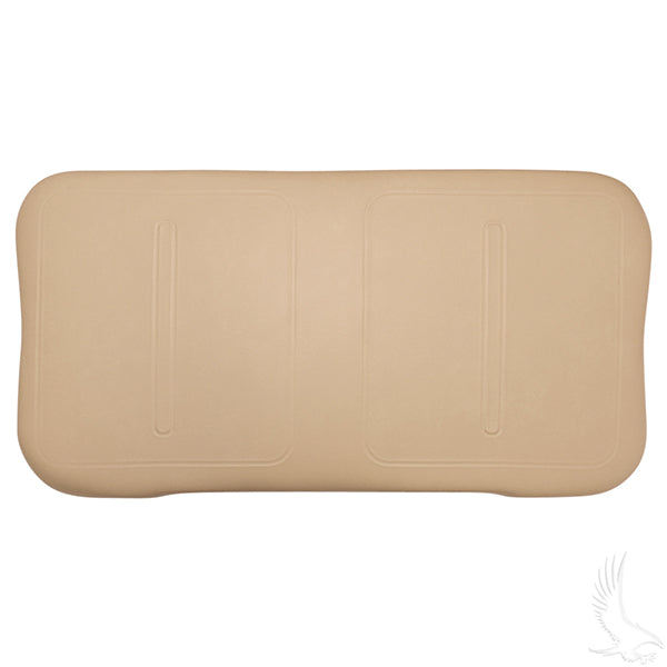 Red Hawk OEM seat bottom assembly for golf carts, tan color, showing the seat cushion and mounting hardware for EZ-GO models.
