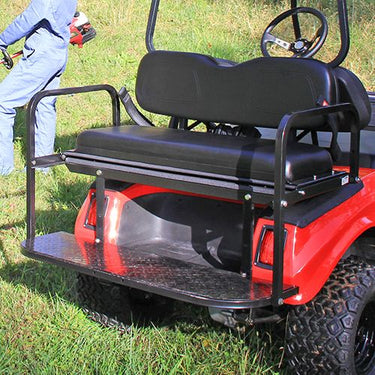 Red Hawk RHOX SS seat kit in black for EZGO RXV golf carts, featuring a durable seat with cushioned design and sleek finish.