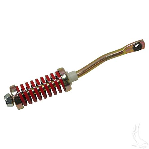 Redhawk brake pedal return spring for EZGO RXV golf cart, durable red coil spring with metal hooks for easy installation.