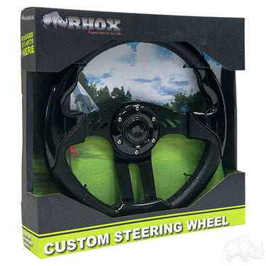 Red Hawk RHOX Aviator 5 Steering Wheel 13 Inch Black Grip For Car And Golf Cart Enthusiasts Precise Handling