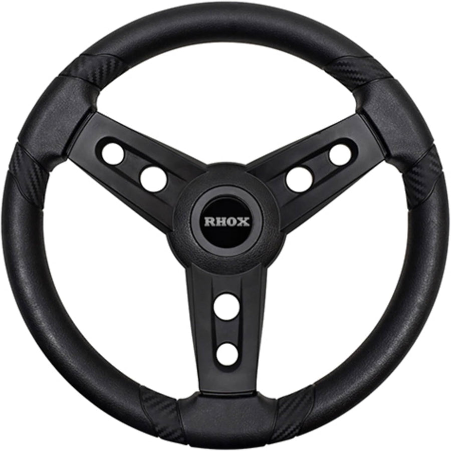 Red Hawk Lugana Steering Wheel ACC-SW150-EZ OEM for Golf Carts EZ Go Hub Black Finish - Rainier Parts