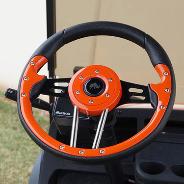 Red Hawk RHOX Aviator 4 Steering Wheel Orange Grip 13 Inch Diameter Premium Car Enthusiast Accessory
