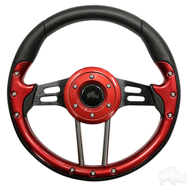 RHOX Steering Wheel Aviator 4 Red Grip 13in Precision Control Red Hawk For Automotive Enthusiasts