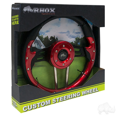 RHOX Steering Wheel Aviator 4 Red Grip 13in Precision Control Red Hawk For Automotive Enthusiasts