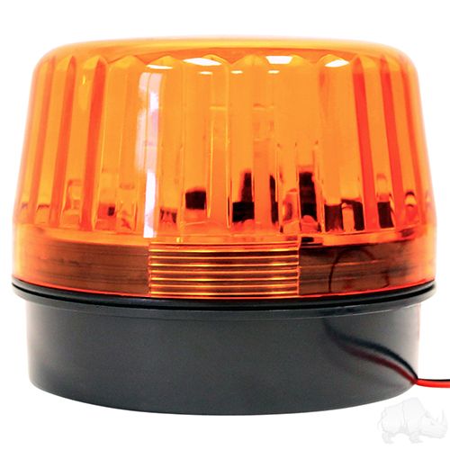 Red Hawk LGT-299 Amber LED Strobe Light on industrial vehicle, high-performance safety beacon for 12-24VDC applications