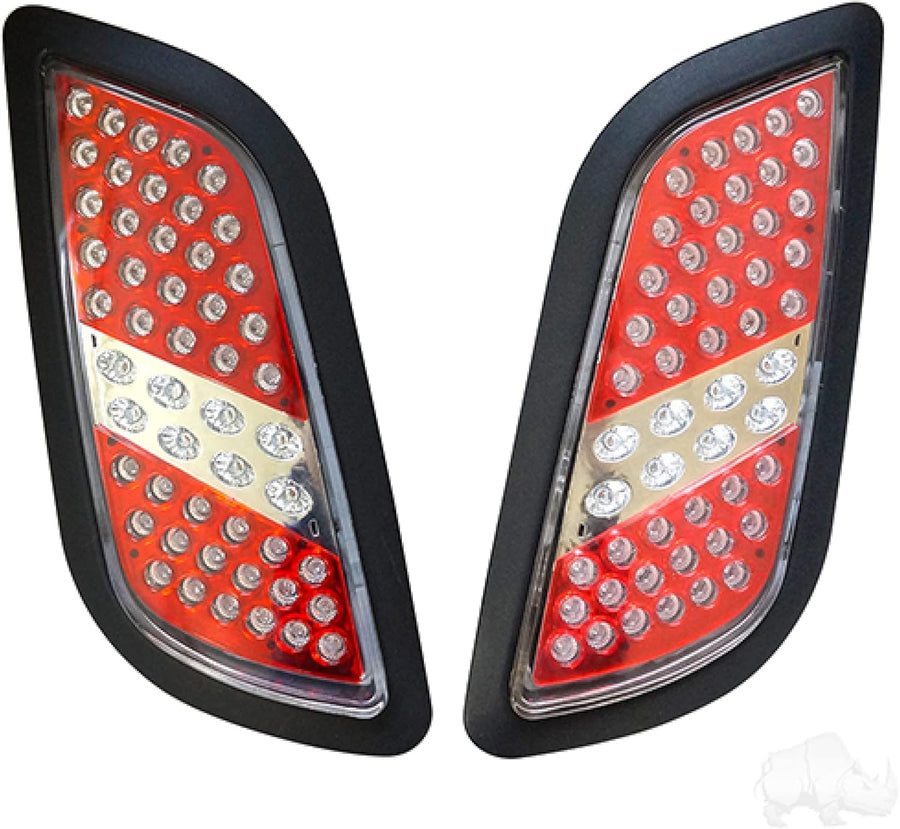 Red Hawk LGT-341L LED taillight set for EZGO RXV golf carts, bright red rear safety lights, 2008-2015 model.