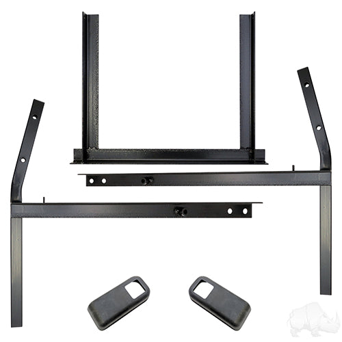 Redhawk OEM Utility Box Mounting Kit for EZGO RXV golf carts, showing durable, secure mounting components for fleet storage.