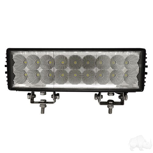 Red Hawk 11-inch LED utility light bar with flood beam, high-performance 54W, 4050 lumens, for off-road trucks.