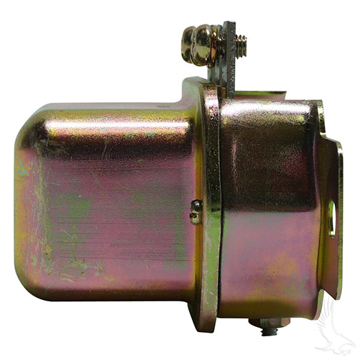 Red Hawk OEM Voltage Regulator for EZGO, Club Car, Yamaha golf carts, fits models 1980-1994, with red and black terminals.