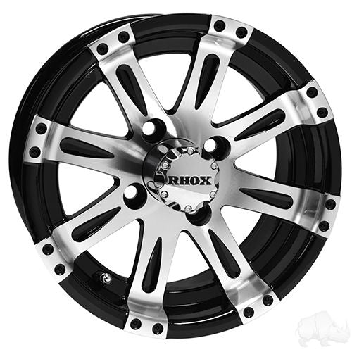 Red Hawk RHOX Vegas Machined Black Wheel 12x6 Centered Rim With Center Cap For Car Enthusiasts Performance Upgrades - Rainier Parts