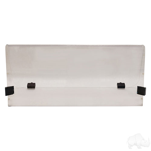 Redhawk WIN4005 clear windshield for Club Car DS golf cart, new style, two-piece installation, impact-resistant design