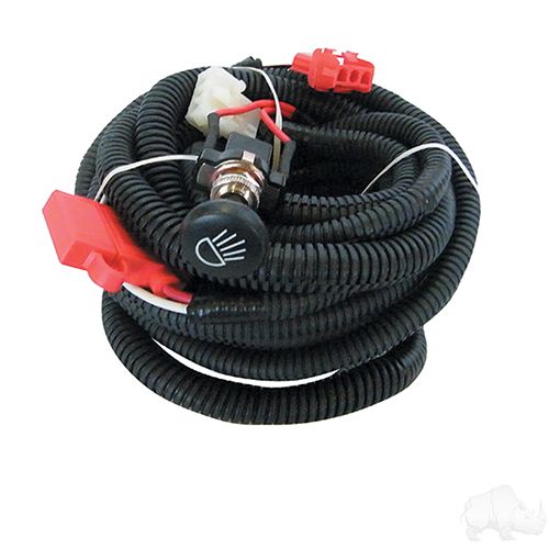 Redhawk OEM LGT-394 wire harness for EZ-GO TXT golf cart, showing detailed wiring components and connectors.