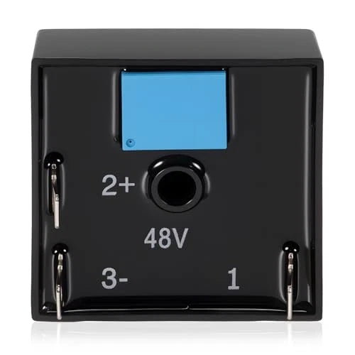 Rainier Parts golf cart brake light relay with 12-48V, 30-second delay, shown in the image with metal and wiring components.
