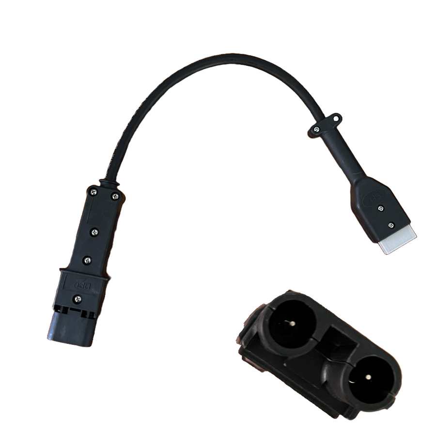 Schauer Yamaha 48V two-pin adapter plug for G19 G22 golf carts, compatible with Schauer Battery chargers, seamless charging connection