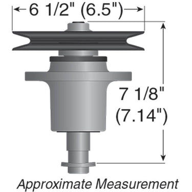 Stens 285-929 spindle assembly for Exmark lawn mowers, durable replacement part with metal blade attachment and mounting hardware.
