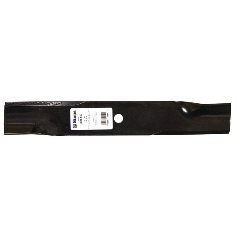 Stens Hi-Lift Blade 330-149 for Husqvarna mowers, premium direct replacement for 539100340, showing the metal lawn mower blade.