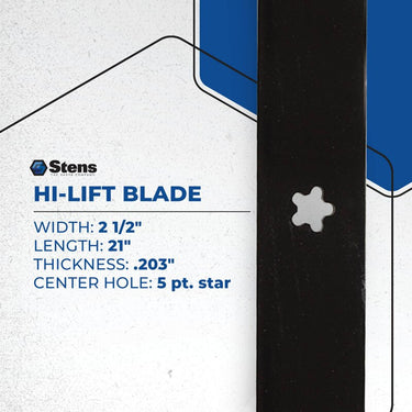 Stens 340-210 Hi Lift Blade for Husqvarna 510417901 Premium Replacement for Homeowners and Lawn Pros - Rainier Parts